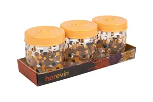Set De 3 Bocaux Décorés 425Ml - Multicouleur
