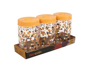 Set De 3 Bocaux Décorés 660 Ml - Multicouleur
