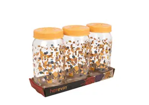 Set De 3 Bocaux Décorés 1L - Multicouleur