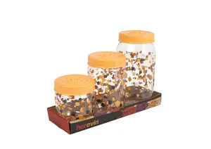Set De 3 Boîtes Décorées 425-660-1000Ml - Multicouleur