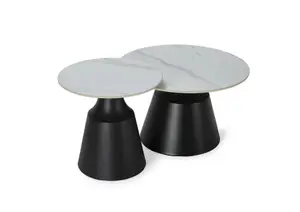 Set De 2 Tables Basses Riley - Blanc Brillant