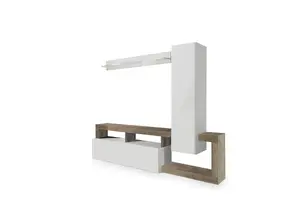 Unité Murale Hamburg 2 Portes - Blanc / Chêne
