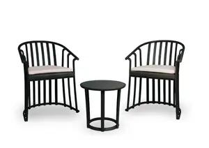 Set De Balcon New Raff Avec Fauteuils Et Table - Noir