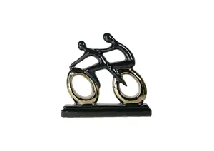 Statue Decorative Duo- Cyclette - Noir/Doré