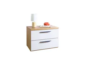 Table De Chevet Sposami - Blanc / Chêne