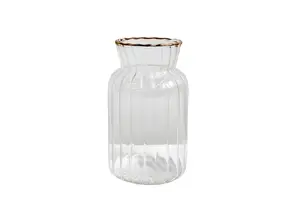 Vase Orion + Bordure Dorée 7.5X7.5X12.5Cm - Doré