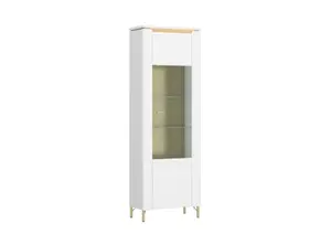 Vitrine Lazio 1 Porte Led En Option - Blanc / Doré