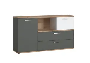 Meuble Multifonctions Twenty - Blanc / Chêne / Gris
