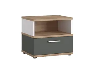 Table De Chevet Twenty - Blanc / Chêne / Gris
