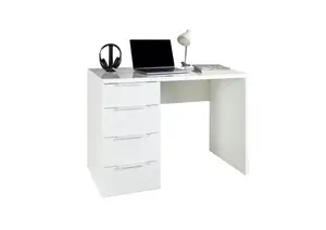 Bureau Espresso 4 Tiroirs - Blanc Brillant