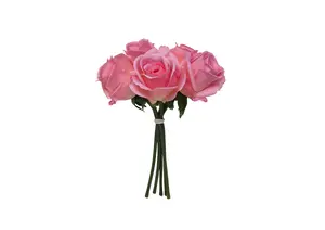 Bouquet De Roses Artificielles 26Cm - Rose