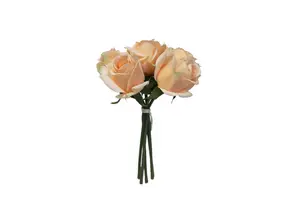 Bouquet De Roses Artificielles Ivoire 26Cm - Champagne