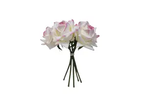 Bouquet De Roses Artificielles 26Cm - Blanc