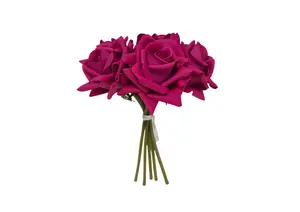 Bouquet De Roses Artificielles 26Cm - Violet