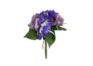 Bouquet De Roses Artificielles 27Cm - Violet