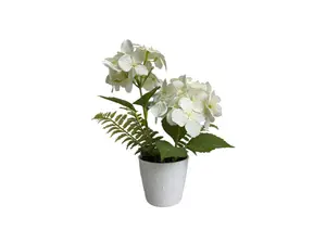 Plante Artificielle Hortensia Avec Pot 32Cm - Blanc