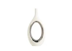 Vase Ajouré 16X34X2.6Cm – Blanc/Doré