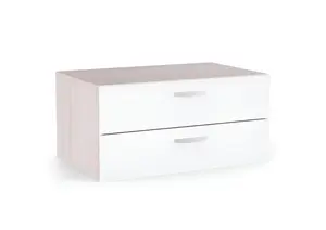Meuble Multifonctions Nano 2 Tiroirs - Blanc / Chêne