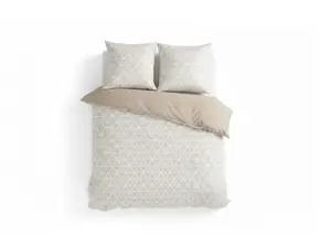Parure De Lit Imprimé 240X220Cm Motifs Triangulaires - Beige