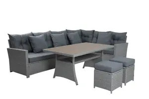 Coin Banana +Table Haute +2 Poufs - Gris