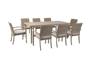 Set Table À Manger + 8 Chaises Sicilia - Taupe