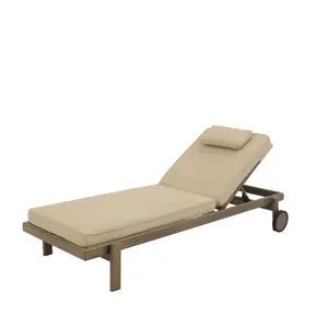 Bain de Soleil Cosyline avec Repose-Tête – 200 x 80 x 39 cm – Taupe