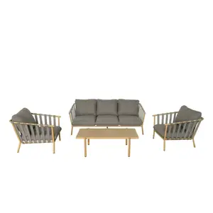 Salon de Jardin Garden Soul – Canapé 3 Places, 2 Fauteuils et Table Basse – Gris