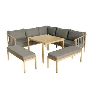 Coin Garden Soul +Table Haute +2 Bancs - Gris