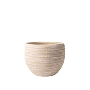 Cache-pot Effet Plissé Beige - 27,5 x 27,5 x 22 cm