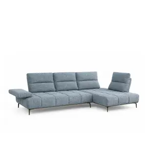 Canapé d'angle ARONA avec dossiers réglables - Beige/Bleu