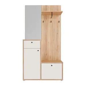 Vestiaire Kendray miroir + 1 porte + 2 tiroirs 95,8 × 190,7 × 34,9 cm - chêne/sable