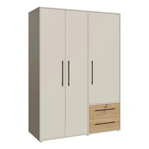 Armoire Mokkaris 3 portes + 2 tiroirs 144,4 × 200,1 × 58,8 cm - chêne/sable