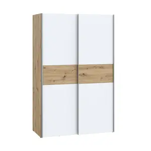 Armoire New Ozzula 2 portes coulissantes 120 × 190,5 × 61,2 cm - chêne/blanc