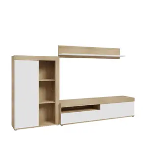 Living en bloc Anklam – Chêne / Blanc – 265 x 41 x 159 cm