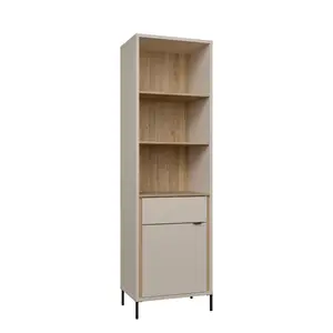 Vitrine Seravel – Chêne/Crème – 1 porte / 3 étagères – 59 x 42 x 199 cm
