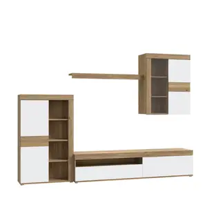 Living en bloc Melides – Chêne / Blanc – 280 x 41 x 201 cm