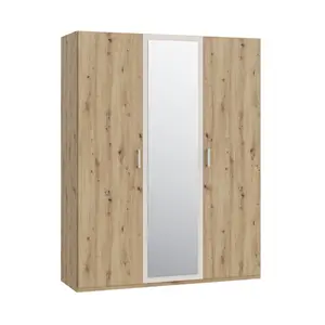 Armoire 3 Portes Battantes Tanaia – 165,6×54,2×210,5cm – Chêne et Sable