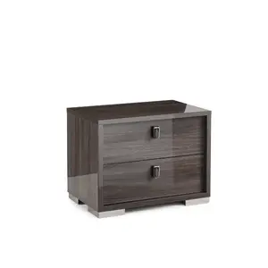 Table de chevet Elegante – 2 tiroirs – 59x41x55cm – Greige brillant