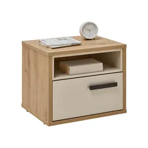 Table de Chevet Sirmione 45x40x42cm – 1 tiroir et 1 niche – Chêne Sable