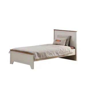 Lit NOTTE 90 × 200 cm avec Sommier à Lattes – Blanc / Chêne
