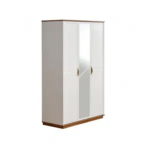 Armoire NOTTE – 3 Portes, 1 Miroir – Blanc / Chêne