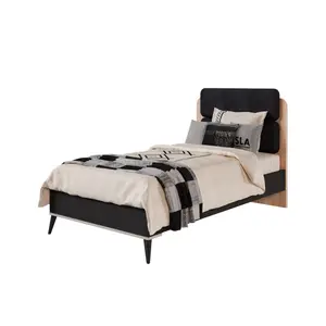 Lit TESLA 120 × 200 cm avec Sommier à Lattes – Anthracite / Chêne