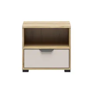 Table de chevet CHUCK – 1 tiroir , 1 niche – Chêne / Sable