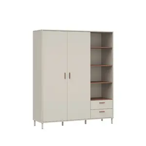 Armoire MILLES – 2 Portes, 4 Niches, 2 Tiroirs – Sand / Terracotta