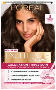 Coloration Permanente 3 Chatain Fonce Couvre 100 Cheveux Blancs Excellence Creme L Oreal Paris
