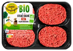 4 steaks hachés façon bouchère bio 15% Mat.Gr. offre découverte - SOURIRES DE CAMPAGNE