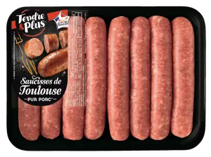 8 saucisses de toulouse pur porc - TENDRE & PLUS
