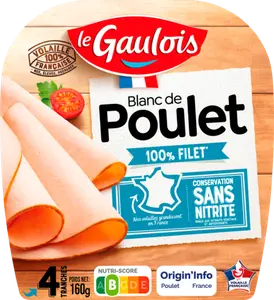 Blanc de poulet 100% filet conservation sans nitrite - LE GAULOIS