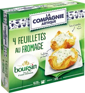 4 feuilletés au fromage Boursin ail et fines herbes surgelés - LA COMPAGNIE ARTIQUE