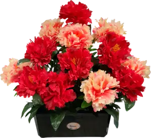 JARDINIÈRE DE PIVOINES - THEVENIN - NATURE EN SOIE
